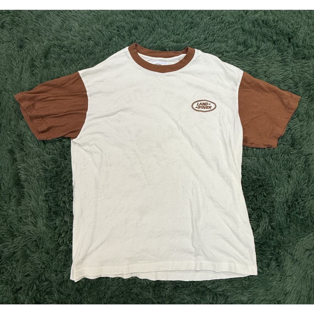 PacSun Land Rover Ringer T-Shirt Men's L White Brown Raglan Sleeve Graphic Tee